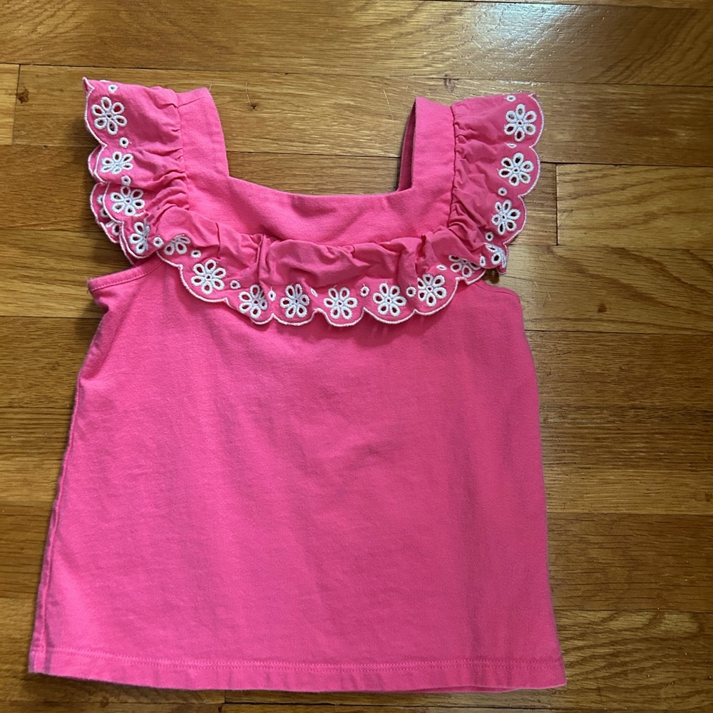 Janie and Jack pink & white ruffle top